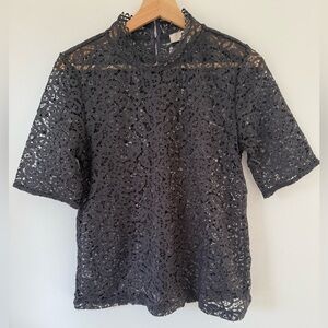 Loft women’s black lace blouse size s